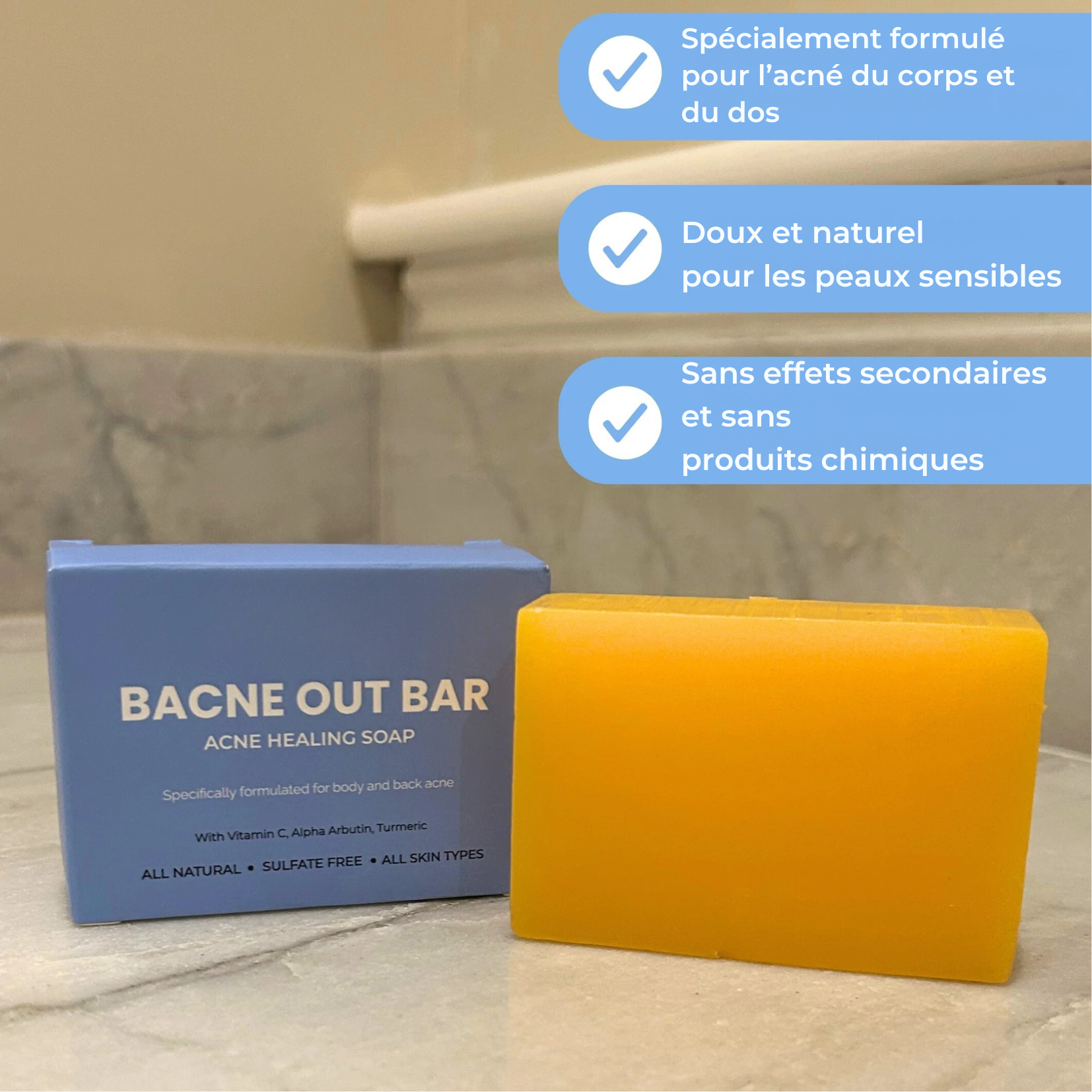Le savon ciblé pour aider à réduire les imperfections du corps et du visage