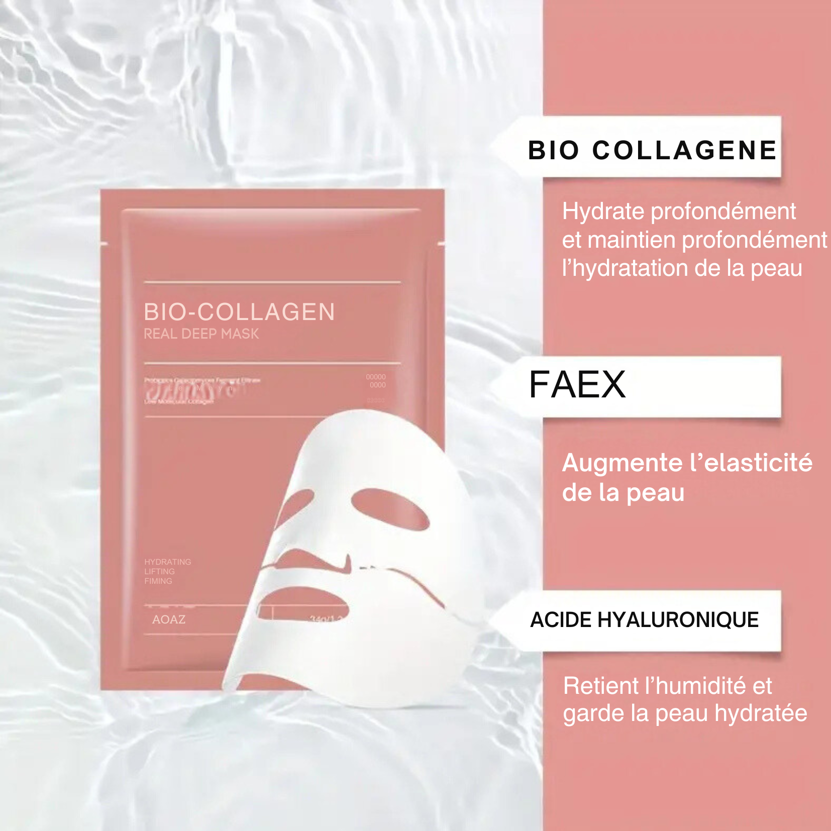 Masque Profond Réel Bio-Collagène x 4 pièces