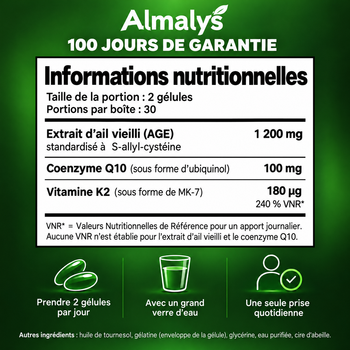 Vusilia Knovita – Extrait d'ail maturé 24 mois avec CoQ10 et vitamine K2